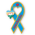 3.5" X 8" Awareness Ribbon Shape Vehicle Magnet - Heart Cutout